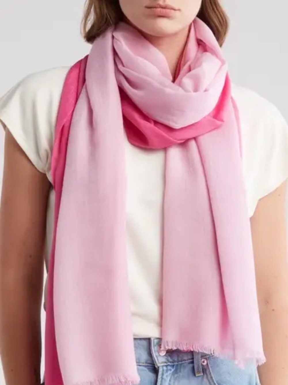 La Fiorentina Ombra pink & fuchsia silk & wool scarf